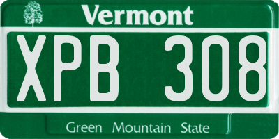VT license plate XPB308