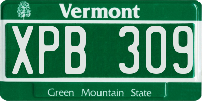 VT license plate XPB309