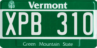 VT license plate XPB310