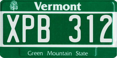 VT license plate XPB312