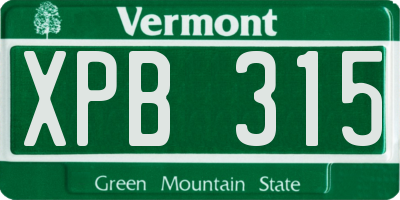 VT license plate XPB315