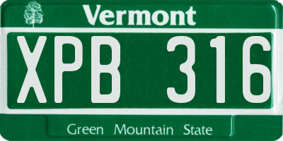VT license plate XPB316