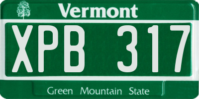 VT license plate XPB317
