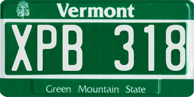 VT license plate XPB318