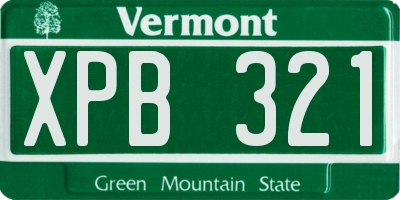 VT license plate XPB321
