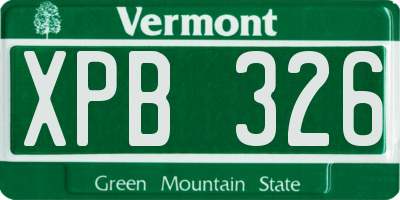 VT license plate XPB326