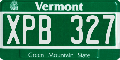 VT license plate XPB327