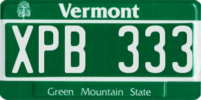 VT license plate XPB333