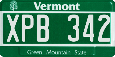 VT license plate XPB342