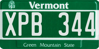 VT license plate XPB344
