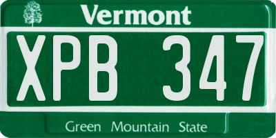 VT license plate XPB347