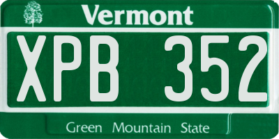 VT license plate XPB352