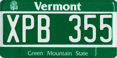 VT license plate XPB355