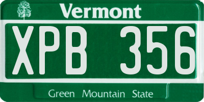 VT license plate XPB356