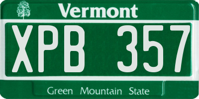 VT license plate XPB357