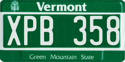 VT license plate XPB358