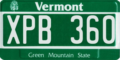 VT license plate XPB360