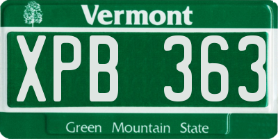 VT license plate XPB363