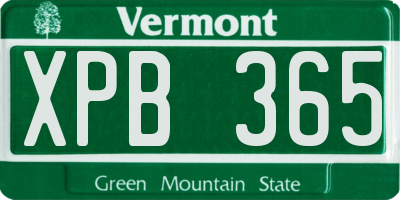 VT license plate XPB365