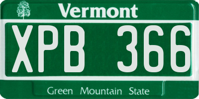 VT license plate XPB366