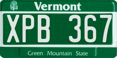 VT license plate XPB367