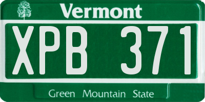 VT license plate XPB371