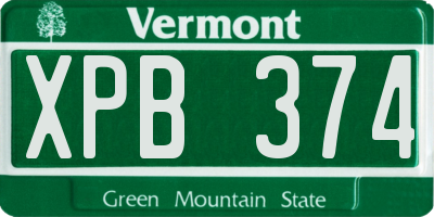 VT license plate XPB374