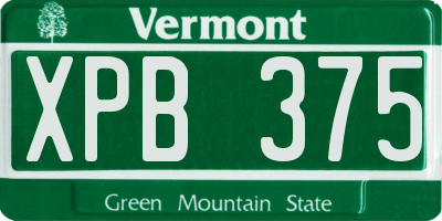 VT license plate XPB375