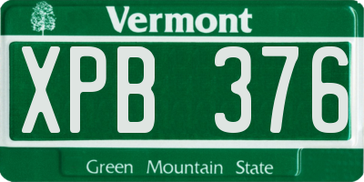 VT license plate XPB376