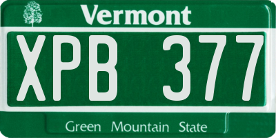 VT license plate XPB377