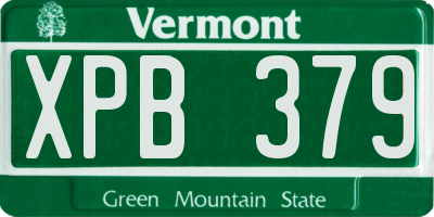 VT license plate XPB379
