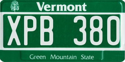 VT license plate XPB380