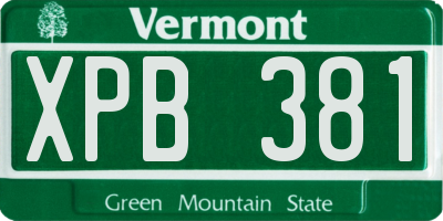 VT license plate XPB381