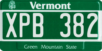 VT license plate XPB382