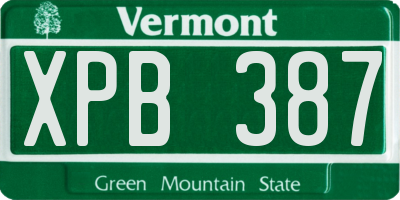 VT license plate XPB387