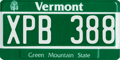 VT license plate XPB388