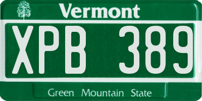 VT license plate XPB389