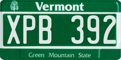 VT license plate XPB392