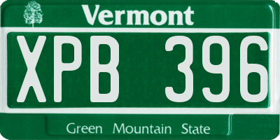 VT license plate XPB396