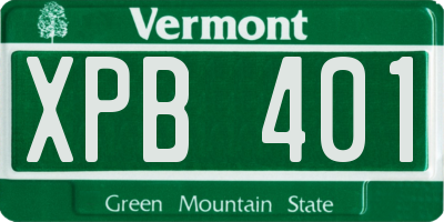 VT license plate XPB401
