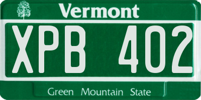 VT license plate XPB402