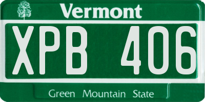 VT license plate XPB406