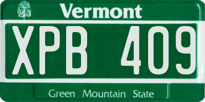 VT license plate XPB409