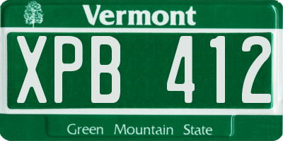 VT license plate XPB412