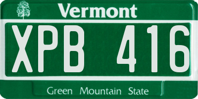VT license plate XPB416