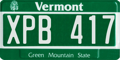VT license plate XPB417