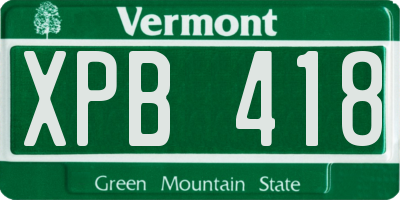 VT license plate XPB418