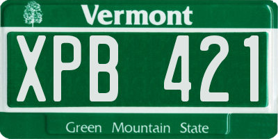 VT license plate XPB421