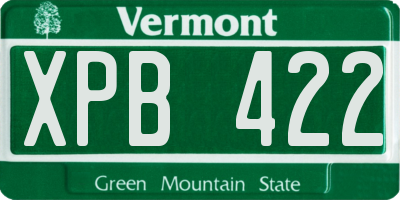 VT license plate XPB422