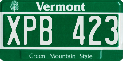 VT license plate XPB423